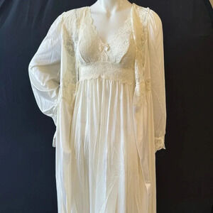 Vintage NWT bridal PEGNOIR SET nightgown long sexy  sz S deadstock full swing